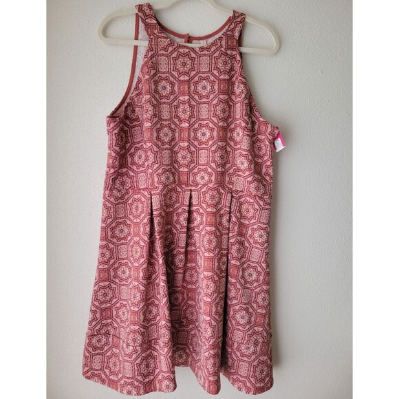Xhilaration Dresses & Skirts - Pink Geometric Fit & Flare Dress Sleeveless Keyhole Back Boho Women's XXL NWT